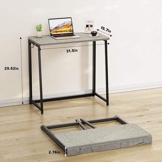 WOHOMO Small Foldable Computer Desk Writing Study Desk Easy Assembly Space-Saving Foldable Laptop Table Writing Workstation for Home Office,Grey