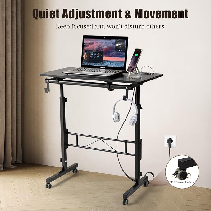 SIDUCAL Standing Desk Height Adjustable with Tiltable Tabletop, Black