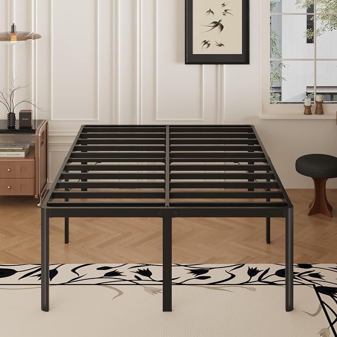 Yicensen 22 Inch High California King Bed Frames with Rounded Corner Legs, Heavy Duty Cal King Metal Platform Bed Frame No Box Spring Needed, Easy Assembly, Noise Free, Black