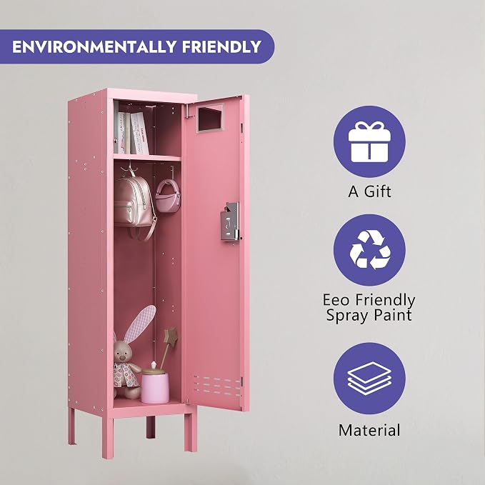 BUTISOW Metal Kids Locker,Metal Cabinet Storage Lockers,Lockable for Employees with Door,54" Height Steel Locker,Lockable Steel Locker for Children's Room, Playroom, School,Gym