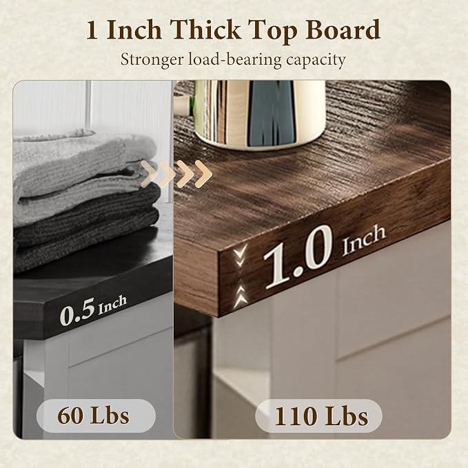 AODK White Farmhouse 4 Drawer Dresser for Bedroom, 39" Tall Engineered Wooden Chest of Drawers with Metal Handle, Modern Storage Cabinet and Organizers for Closet, Living Room, Entryway, Walnut Top