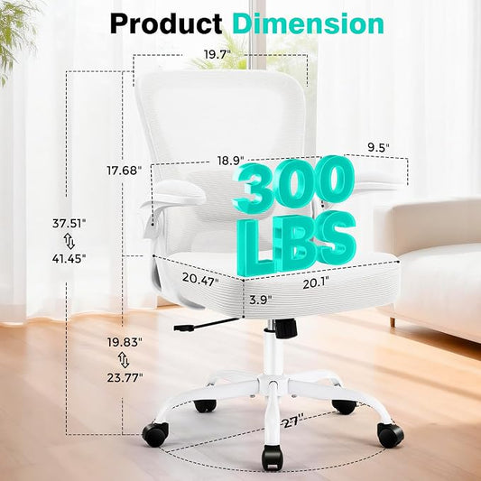 AreShark Office Chair - Ergonomic Breathable Mesh Desk Chair with Adjustable Lumbar Support and Flip-up Armrests - Executive High Back Rolling Swivel Comfortable Computer Gaming Chair for Home Office