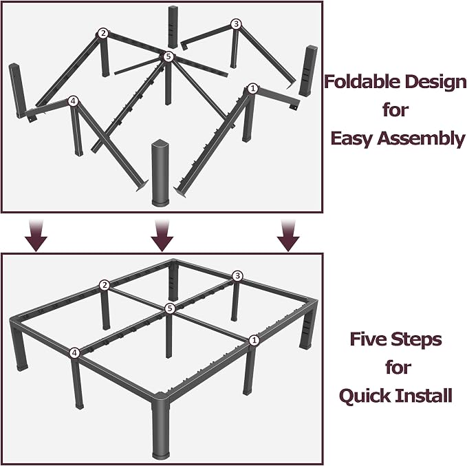 Bilily 14 inch King Bed Frame Metal Platform with Round Corner Legs,3500 LBS Heavy Duty Steel Slats Support,Headboard Compatible,No Box Spring Needed,Easy Assembly,Mattress Retainer,Underbed Storage