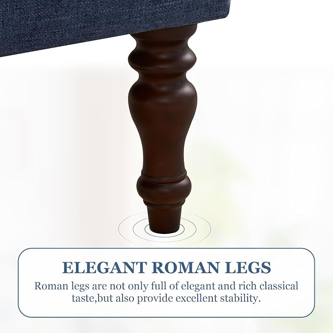 HUIMO Printed Wingback Accent Chair, Linen Upholstered High Back Armchair, Comfy Reading Chair for Living Room Bedroom Study, 300lbs Weight Capacity (2, Navy Blue)