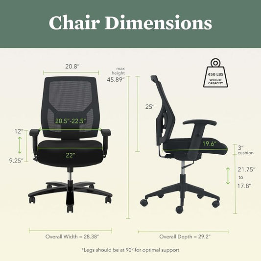 HON Crio Big and Tall Ergonomic Mesh Office Chair, Extra‑Wide High‑Back Desk Chair with Adjustable Arms, Lumbar Support, Heavy‑Duty Tilt Recline, Swivel Wheels, Black Frame, Black