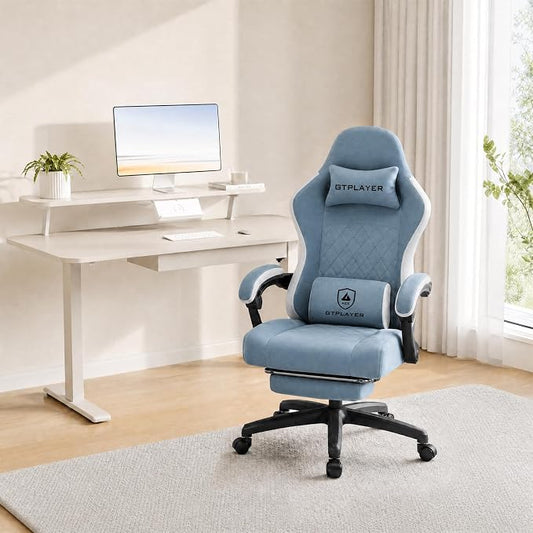 GTPLAYER Gaming Chair, Computer Office Chair with Pocket Spring Cushion, Linkage Armrests and Footrest, High Back Ergonomic Computer Chair with Lumbar Support Task Chair with Footrest