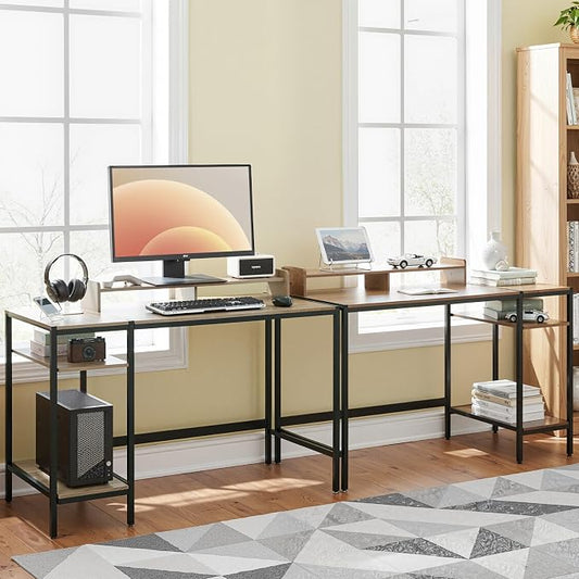MINOSYS Computer Desk 47-inch with Storage Shelf - Vintage Ideal Gaming Desk for Bedrooms, Small Spaces, and Home Offices Modern Writing Desk for PCs.