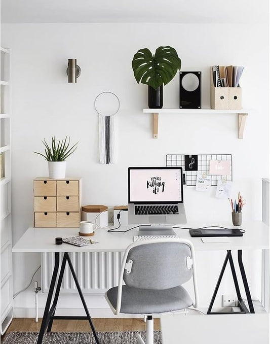Kaboon 55x27.5 in White Tabletop, Wood Desktop One Piece, Reversible Melamine Countertop for Home and Office