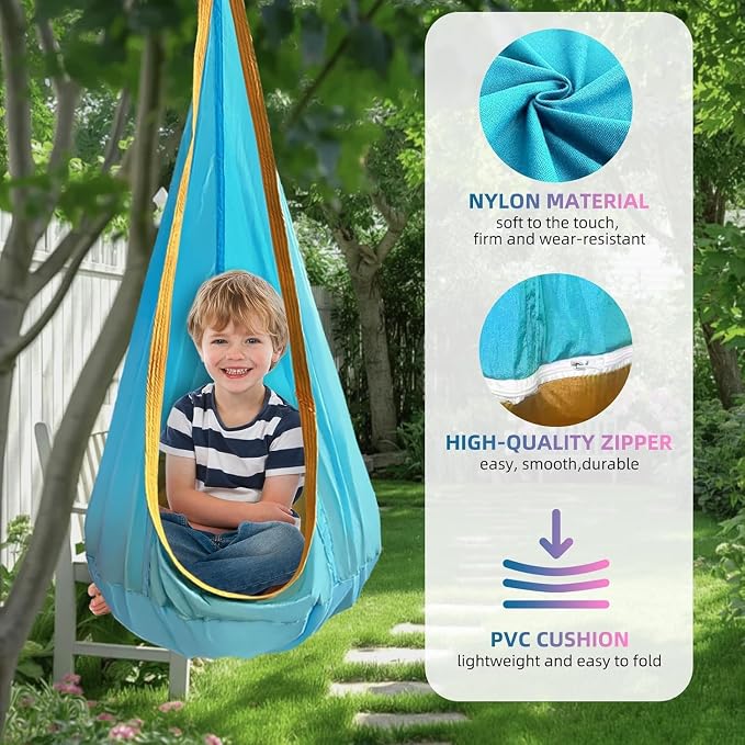 Kids Swing Seat Hammock Chair Indoor Outdoor Hanging Chair for Children,Soft & Safe with High Weight Capacity, Easy Install Perfect for Bedroom, Garden, Playroom