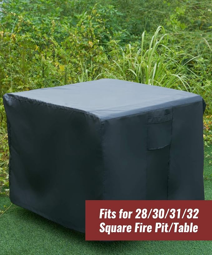 NUPICK 36 Inch Square Fire Pit Cover for Propane Fire Pit/Table, 100% Waterproof Cover Fits 30/32/34 Inch Fire Pit, All Weather Resistant