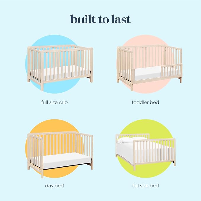 Carter’s by Davinci Colby 4-in-1 Convertible Crib - GREENGUARD Gold Certified Convertible Baby Crib to Toddler Bed, Daybed, Full-Size Bed - Wooden Baby Bed w/Four Adjustable Heights - Washed Natural