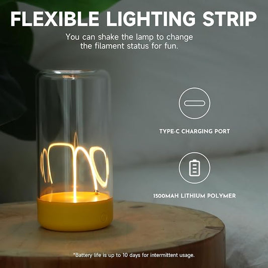 AUGE LIGHT Mini Minimalist Table Lamp Cordless Lamp Rechargeable Table Lamp Portable Nightstand Lamps Desk Lamps for Home Office Unique Ambient Light Mood Lighting for Desk Decor Beside(Yellow)