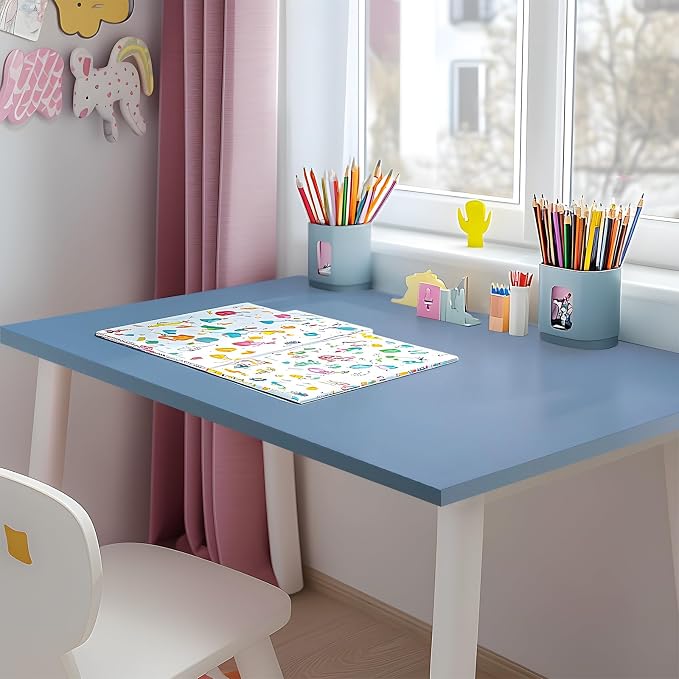 Kaboon Table Top 23.62" D x 59.1" W, Solid One-Piece Desktop, Universal Wood Countertop, Reversible Laminate Top, Double Desks, L-Desk DIY, Home and Commercial,Grayish Blue