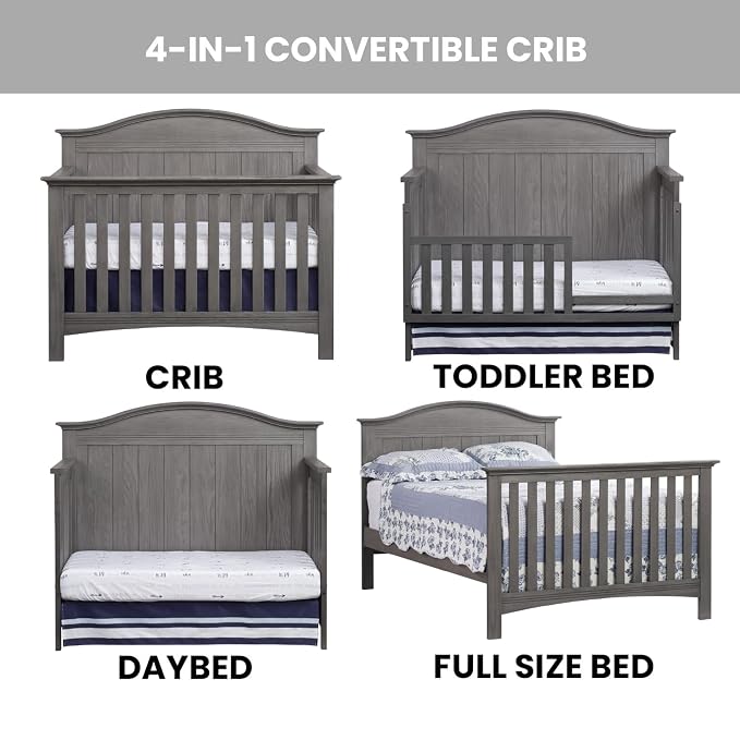 Soho Baby Chandler Crib to Full-Size Bed Conversion Kit, Graphite Gray, GreenGuard Gold Certified