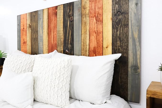 Barn Walls Harvest Mix Signature Design, Multicolored Solid Wood Headboard, Floating Panels, Wall Mount, Adjustable Height, Easy Assembly, Full Size