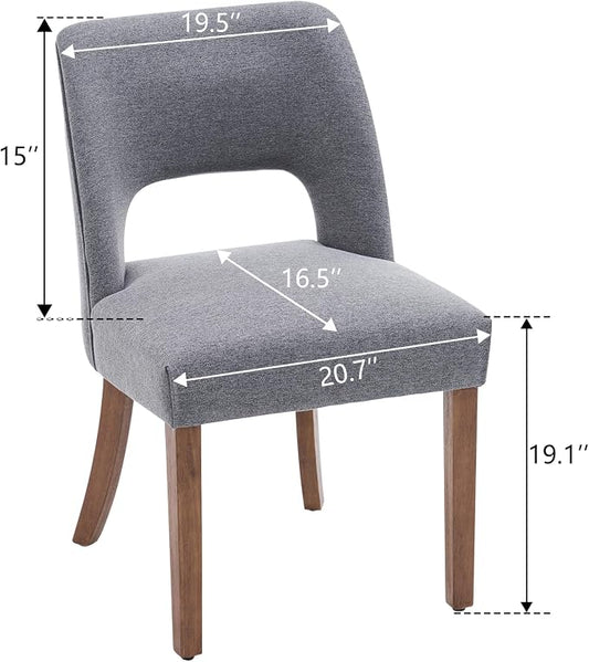 VKNOW Wooden Dining Chairs Set of 6, Modern Fabric Upholstered Dining Room Chair Kitchen Chairs, Farmhouse Dinner Chair for Kitchen Dining Room, Fabric Grey