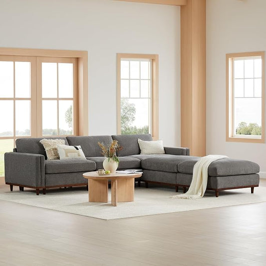CHITA 118” Super Large Luxury Sectional Modular Sofa, Down Filled, 5 Seat Couch, Grey