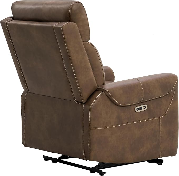 KISLOT Leather Recliner Chair for Adults Wall Hugger RV Recliner with USB Charging Ports Electric Power Reclining Sofa for Living Room Home Theater Seating Bedroom
