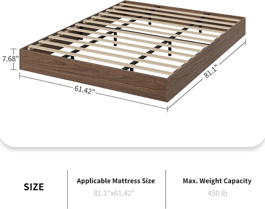 King Size Solid Wood Platform Bed, Modern Minimalist Floor-Standing Design with Robust Wooden Slats | Noise-Free, Space-Saving, No Box Spring Required | Easy Assembly for Luxurious Mast