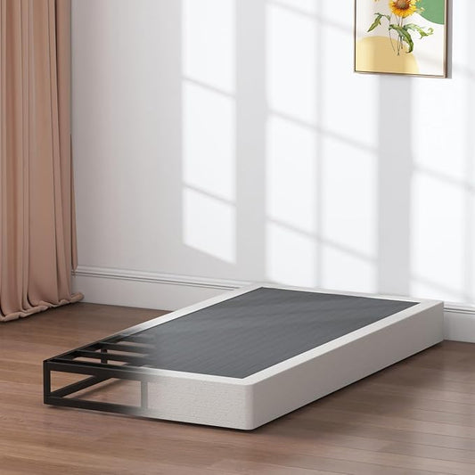 SHLAND Box Spring Twin 7 Inch Metal Box Spring Twin Size Basics Bed Base, Mattress Foundation,Black Heavy Duty Structure with Cover, Noise Free,Easy Assembly