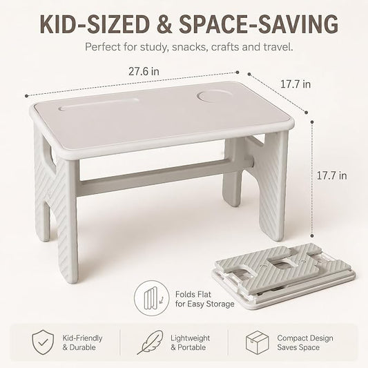 UNICOO Kids Folding Table, Toddler Activity Table for Study, Snack, Art Craft and Play, Portable Plastic Children's Table for Small Spaces, Home and Playroom