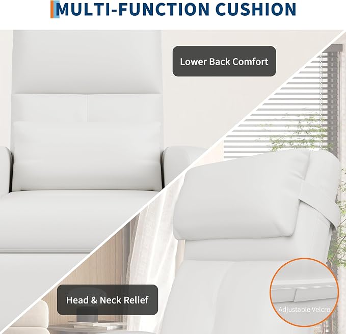 GarveeHome Power Recliner Chair with Massage and Heat, Adjustable Electric Recliner Ergonomic Overstuffed PU Leather Single Sofa, 2 Side Pockets and USB Port, Home Theater Seating for Living Room