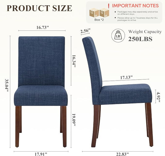MALOL Upholstered Dining Chairs Set of 4, Modern Fabric Dining Room Chair, Wooden Dining Chair, Kitchen Side Chairs, Farmhouse Dinner Chair with High Back for Kitchen, Blue