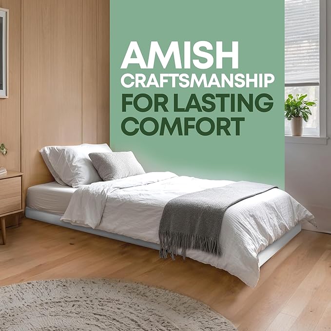 Greaton, 2.5” Twin XL Box Spring for Twin XL Size Bed – Amish-Made in the USA – Solid Wood Mattress Foundation with Stable & Quiet Support – Flat-Packed & Easy Assembly – White