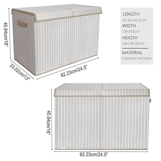 Toy Box Chest Organizer Bins for Boys Girls Kids, Large Collapsible Fabric Storage Container with Flip-Top Lid & Handles for Clothes,Blanket,Nursery,Playroom,Bedroom,Tree Branch Pattern (Gray)