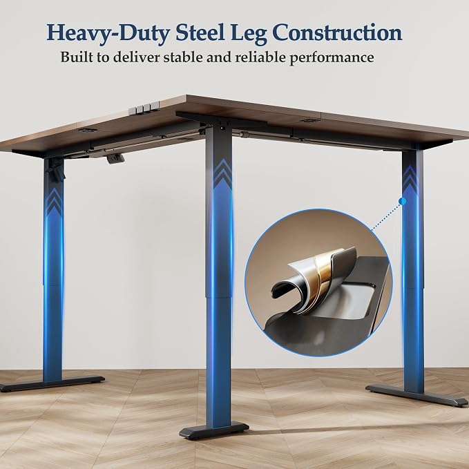Klicelor L Shaped Standing Desk 63 x 55 Inch, Electric Height Adjustable Corner Desk for Home Office Workstation, Ergonomic Sit Stand Computer Table with Memory Controller, Dark Walnut