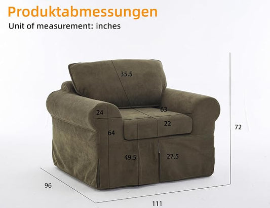 Mistpeople Modern Loveseat Sofa Couch, Upholstered Comfy Sofa with Pillows & Armrests, Deep Seating Couch with Removable Cover for Living Room Bedroom Apartment Office Small Spaces,Green