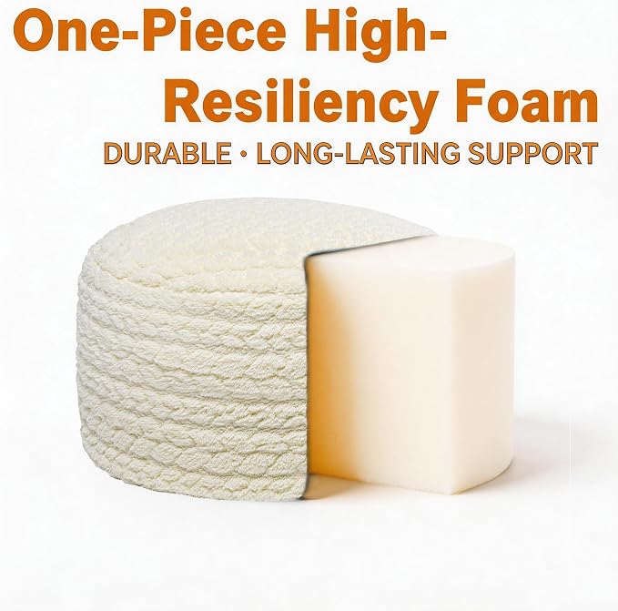 Round Pouf Ottoman 20 x 20 x 14 Inches Boho Poof Home Decor Floor Pouffe Ottoman Foot Rest for Couch Sofa Bean Bag Chairs Living Room Bedroom (Cream)