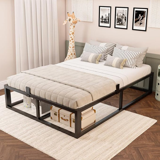 Bilily 14 Inch King Bed Frame with Sturdy Steel Slat Support,Heavy Duty Metal Platform King Size Mattress Foundation,No Box Spring Needed,Easy Assembly,Noise Free,Black