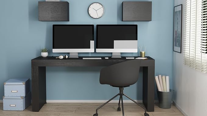 Mobili Fiver, Evolution Desk 70.9 x 23.6 in, Ashwood Black with Two Legs, Made in Italy