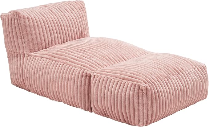 Hobestluk Giant Memory Foam Bean Bag Chairs Sofa for Adults (Pink,Large) | Soft Fabric,Ergonomic Back Support,Lightweight,Easy Clean,No Assembly,Wear-resisting,For Livingroom Guest room,Well-looking