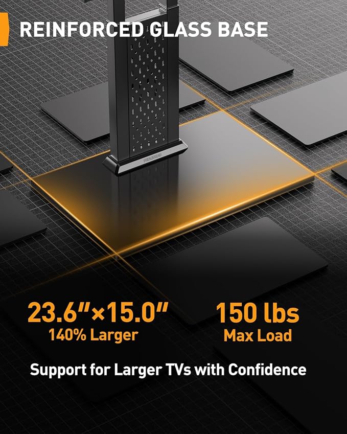 Perlegear Universal Swivel TV Stand for 42-85 90 Inch TVs, Television Stands with Pegboard Storage, Height Adjustable Table top TV Stand Mount, Glass Base up to 150 lbs, Max VESA 600x400mm PGTVS36