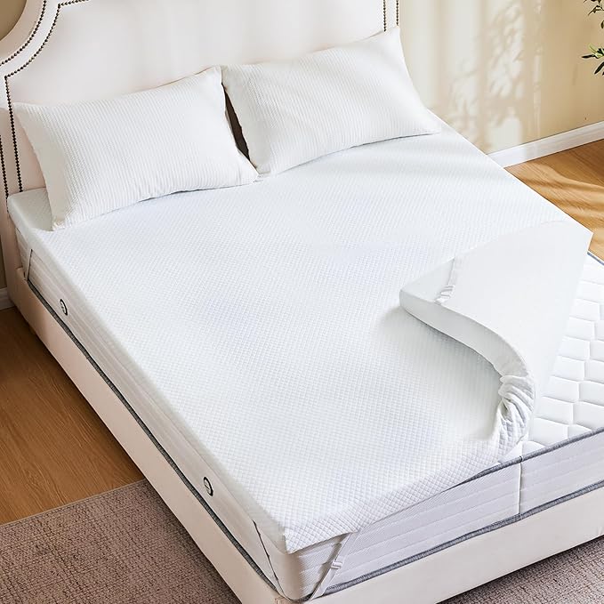 Sweetcrispy Mattress Topper Full with Removable Soft Cover, Memory Foam 3 Inch Thick Gel Infused Cooling Pad for Pressure Relieve for Full Size Bed, Sleeper Sofa, RV, Camper, CertiPUR US Certified