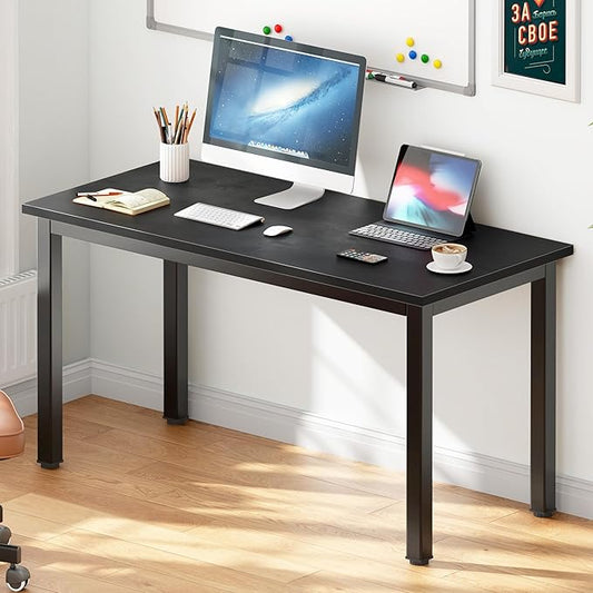 DlandHome 47 inches Medium Computer Desk, Composite Wood Board, Decent and Steady Home Office Desk/Workstation/Table, BS1-120BB Black Walnut and Black Legs, 1 Pack