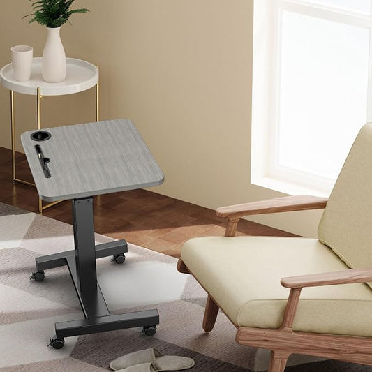 Mobile Standing Desk with Wheels, Elevating Table,Lift desks for Home Office,Rolling Portable Laptop Desk Height Adjustable, Mobile Computer Desk,Small Sit Stand Workstation(Black)