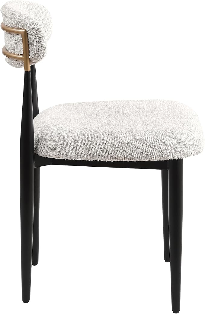 Morden Fort Upholstered Dining Chairs Set of 6, Modern Boucle Chairs with Gold Metal Frame, Armless Kitchen Chairs for Dining Room and Apartment, White