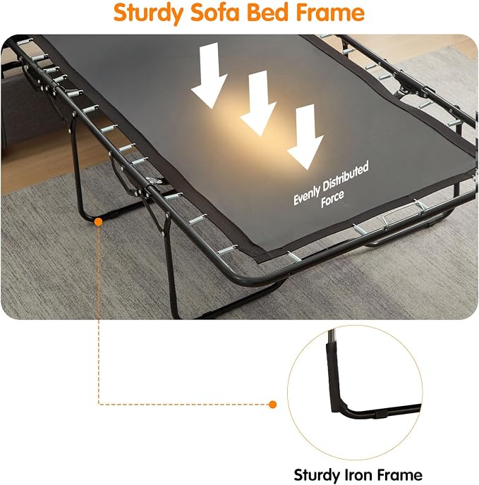 Pull Out Sofa Bed with Mattress, 57" Convertible Sofa Bed Loveseat, Twin Sleeper Sofa Couch with Pocketed Coil Seating, Upholstered Fabric Sofa Bed for Small Spaces,Black