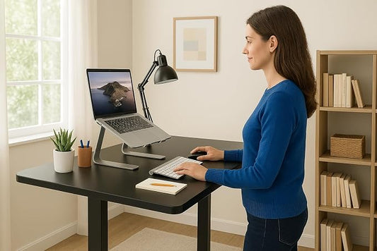 Mount-It! Electric Standing Desk Adjustable Height 40x24 – Compact Sit Stand Desk with Memory Presets, Home Office Workstation, Ergonomic Small Computer Table, Black Frame and Black Top