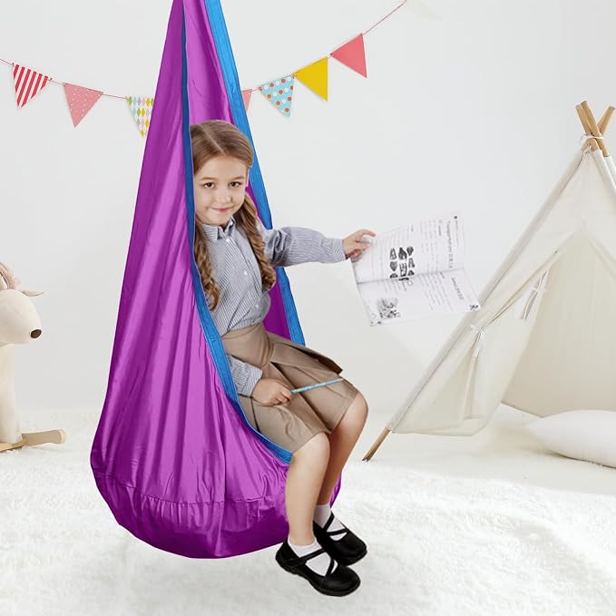 Kids Swing Seat Hammock Chair Indoor Outdoor Hanging Chair for Children (Purple)