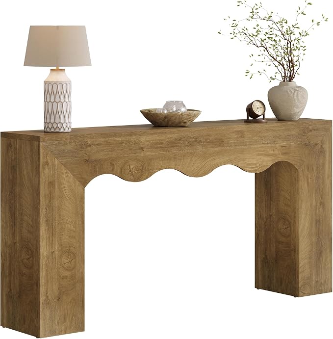 Tribesigns 63" Farmhouse Console Table, Wooden Couch Table Behind Sofa with Storage, Long Entryway Sofa Station, Narrow Console Stand with Base, Hallway Stand for Entryway (1, Light Brown)