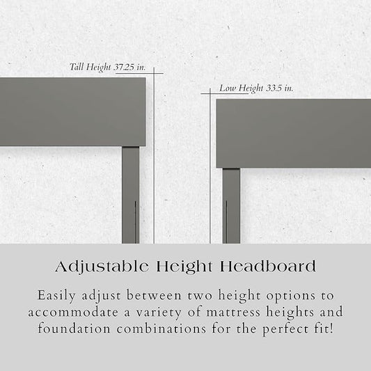 AFI, Orlando King Adjustable Modern Solid Wood Panel Headboard, Grey