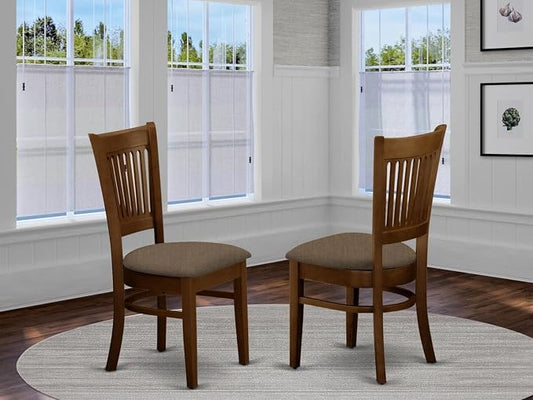 East West Furniture VAC-ESP-C Vancouver Kitchen Dining Chairs - Linen Fabric Upholstered Wooden Chairs, Set of 2, Espresso