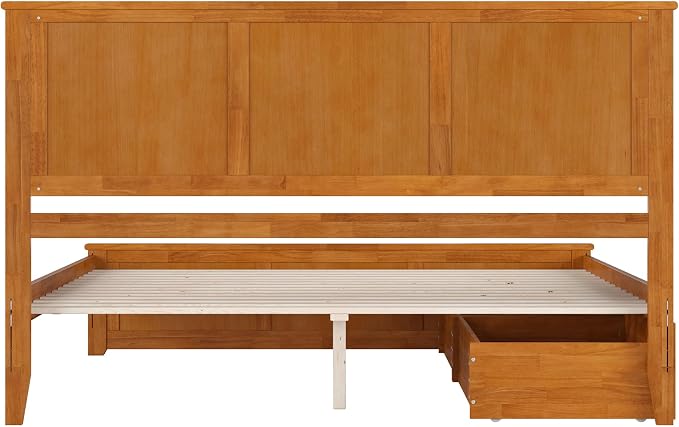 AFI, Madison King Solid Wood Platform Bed with Matching Footboard & Storage Drawers, Light Toffee