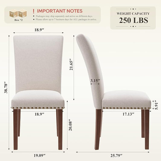 COLAMY Upholstered Dining Chairs Set of 4, Beige | Linen Beige Kitchen Room Chairs with High Back, Dining Room Chairs for Round Kitchen Table or Small Dining Room