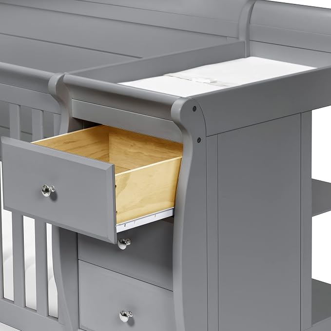 Davinci Kalani 4-in-1 Convertible Crib & Changer Combo, Gray | GREENGUARD Gold Certified, Converts to Toddler Bed, Daybed & Full-Size Bed, 4 Adjustable Mattress Heights, Easy to Assemble