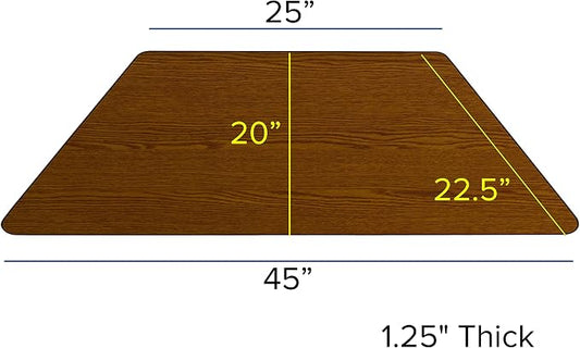 Flash Furniture Mobile 22.5''W x 45''L Trapezoid Oak HP Laminate Activity Table - Standard Height Adjustable Legs